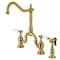 Kingston Brass Bridge Kitchen Faucet with Brass Sprayer, Brushed Brass KS7757BPLBS - alternate 1